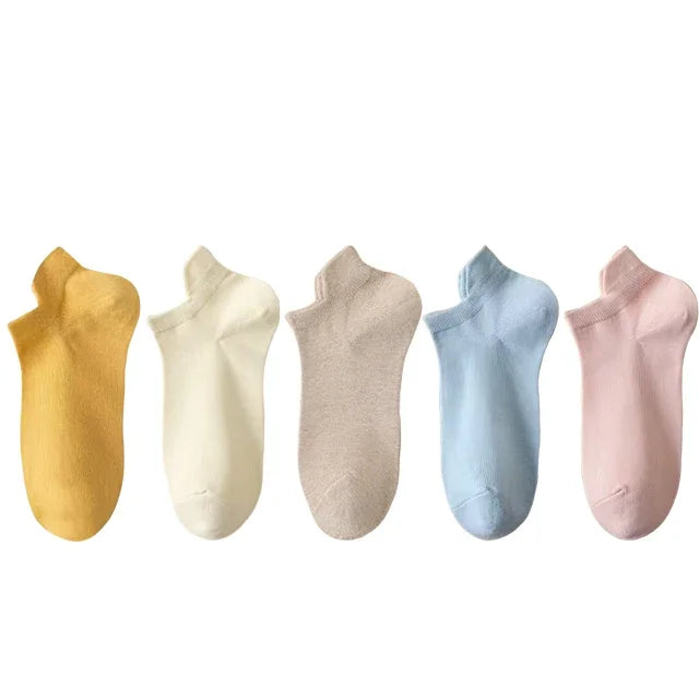 Pack de 5 pares de calcetines invisibles de algodón para mujer – frescos, cómodos y versátiles