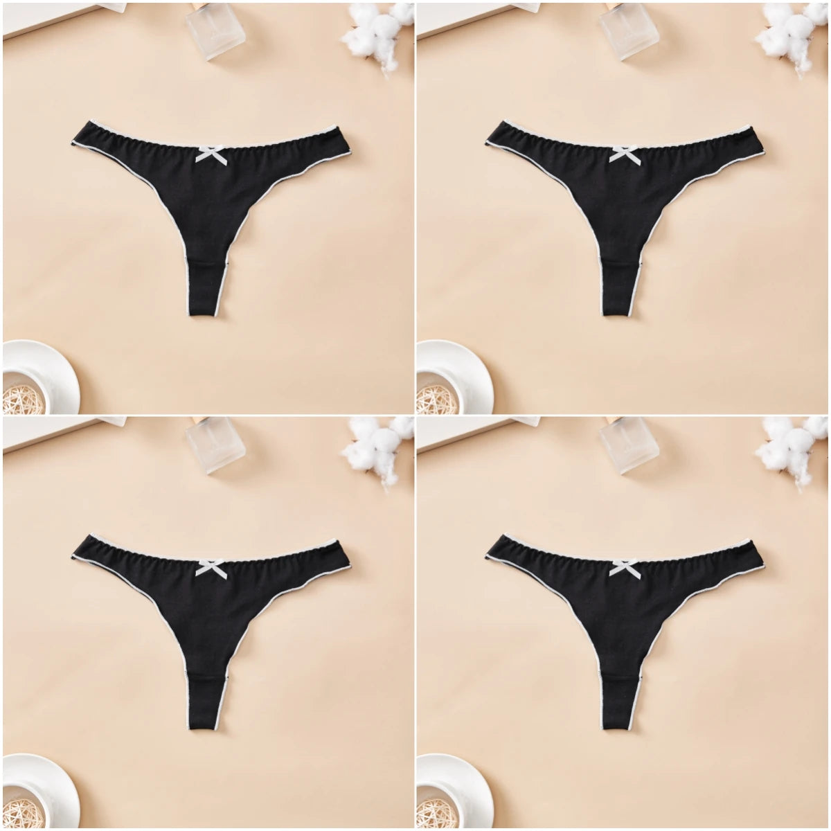 4 PCS | Tanga de algodón para mujer – Tiro bajo, diseño sexy y cómodo