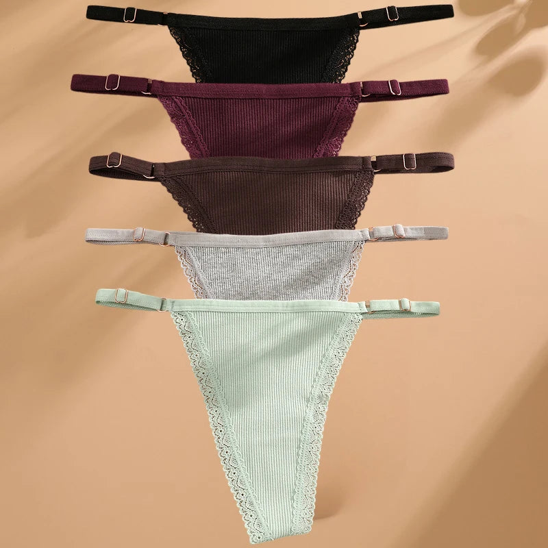 Pack de 5 tangas de algodón para mujer – estilo básico y cómodo