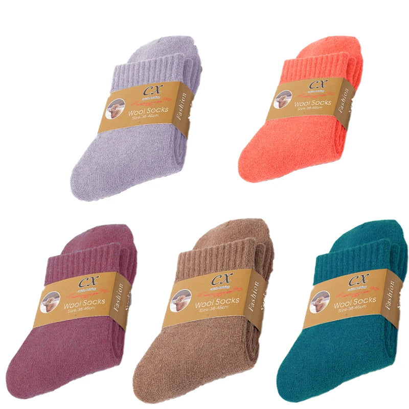 Pack de 5 Pares de Calcetines Gruesos de Invierno – Diseño Liso y Térmico