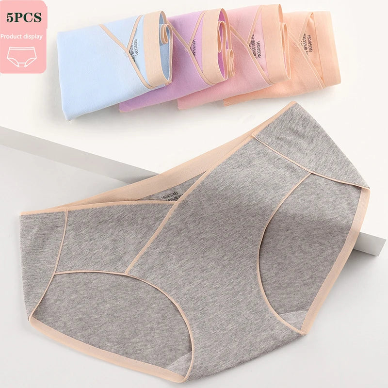 5 PCS | Braguitas Premamá de Algodón – Tiro Bajo, Sin Costuras, Transpirables y Suaves
