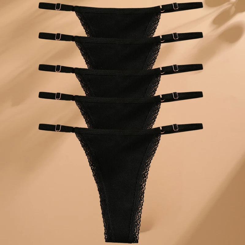 Pack de 5 tangas de algodón para mujer – estilo básico y cómodo
