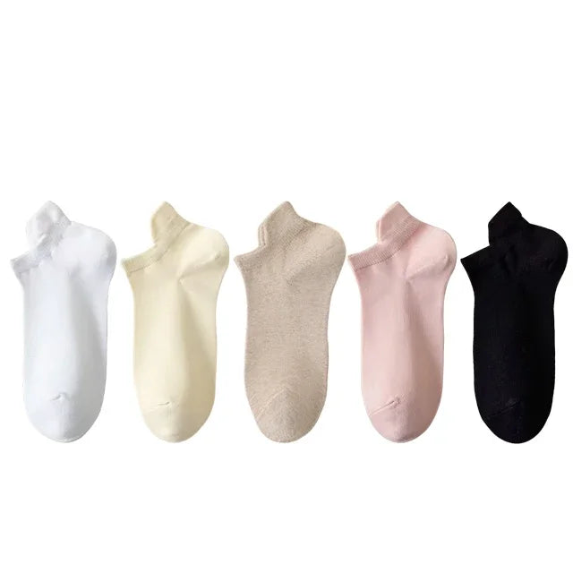Pack de 5 pares de calcetines invisibles de algodón para mujer – frescos, cómodos y versátiles