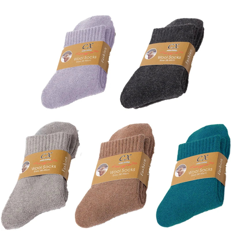 Pack de 5 Pares de Calcetines Gruesos de Invierno – Diseño Liso y Térmico