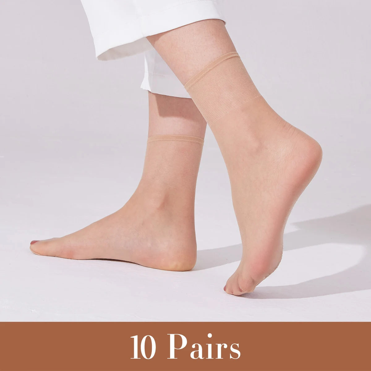 Pack de 10 pares de medias calcetín invisibles para mujer – finas, suaves y transpirables