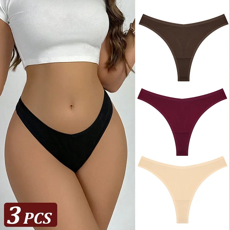 Pack 3 Tangas de Algodón – Tiro Bajo, Sin Costuras