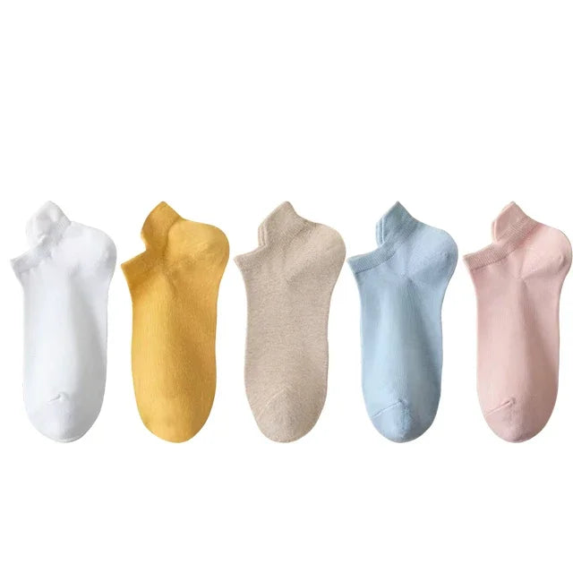 Pack de 5 pares de calcetines invisibles de algodón para mujer – frescos, cómodos y versátiles