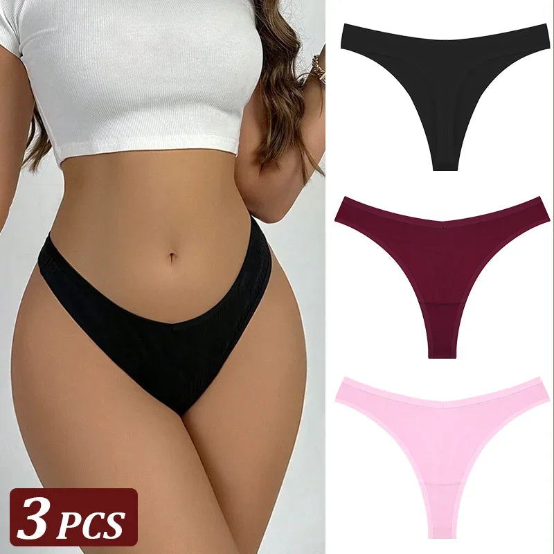 Pack 3 Tangas de Algodón – Tiro Bajo, Sin Costuras