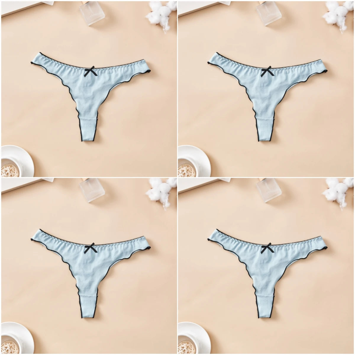 4 PCS | Tanga de algodón para mujer – Tiro bajo, diseño sexy y cómodo