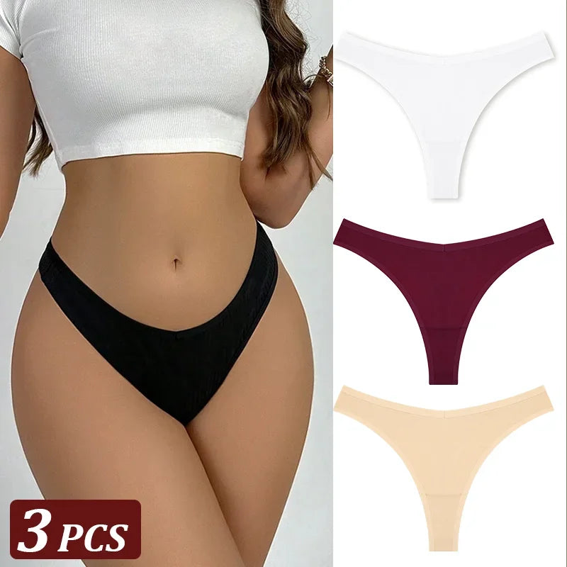 Pack 3 Tangas de Algodón – Tiro Bajo, Sin Costuras