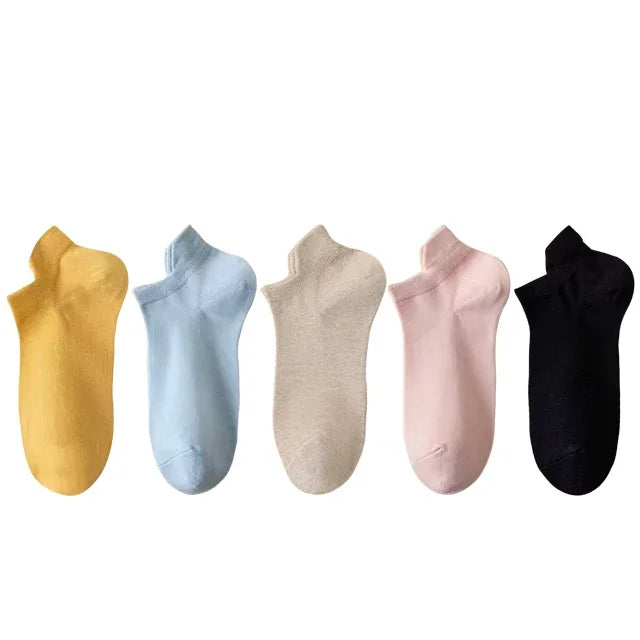 Pack de 5 pares de calcetines invisibles de algodón para mujer – frescos, cómodos y versátiles