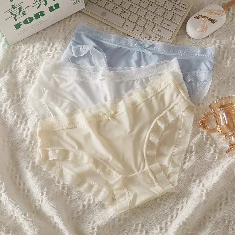 Pack 3 Braguitas Mujer con Encaje – Secado Rápido | Talle Bajo | Sin Costuras