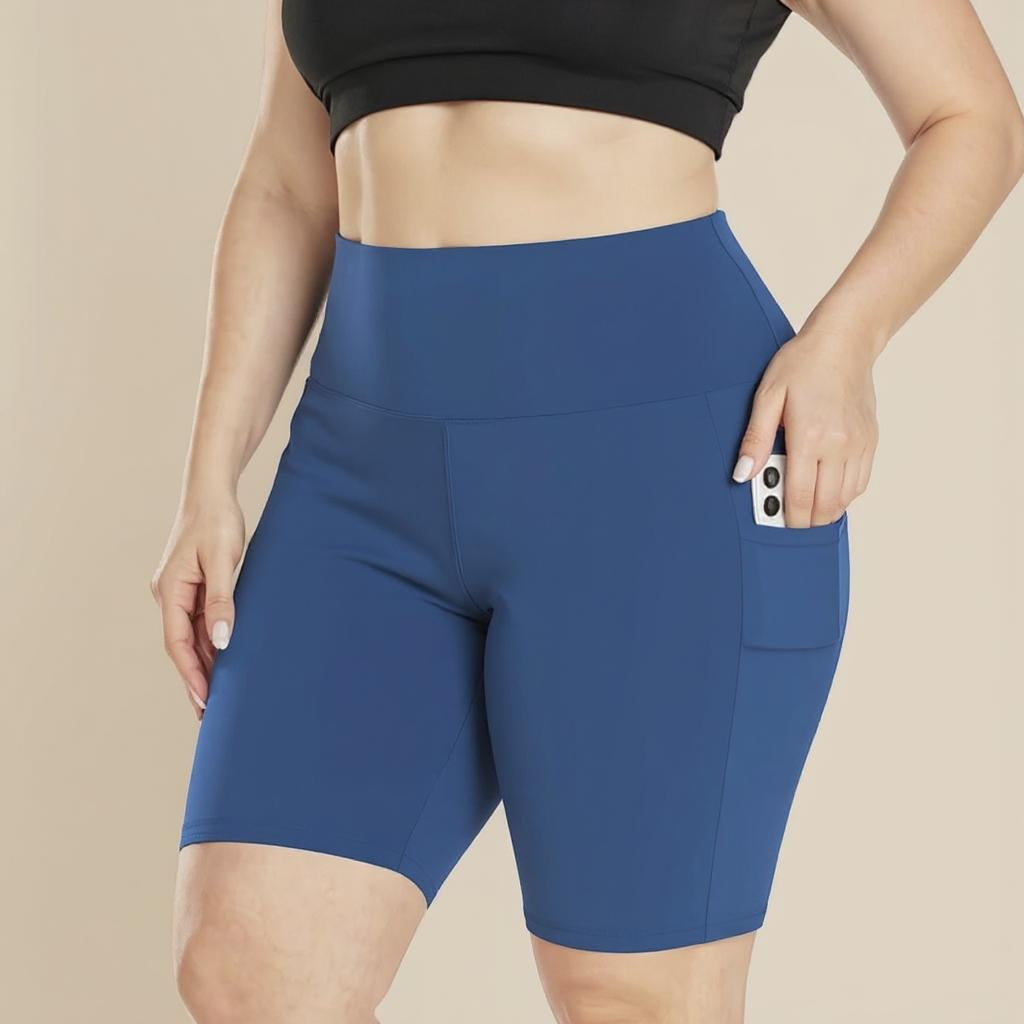 Leggins Cortos Talla Grande | Cintura Alta con Bolsillos | – Cómodos y Versátiles