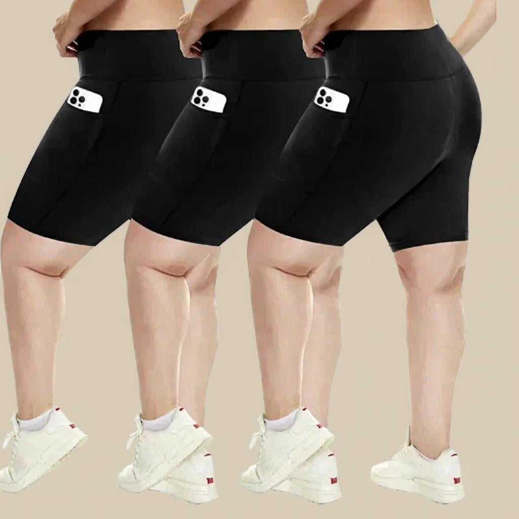 Leggins Cortos Talla Grande | Cintura Alta con Bolsillos | – Cómodos y Versátiles