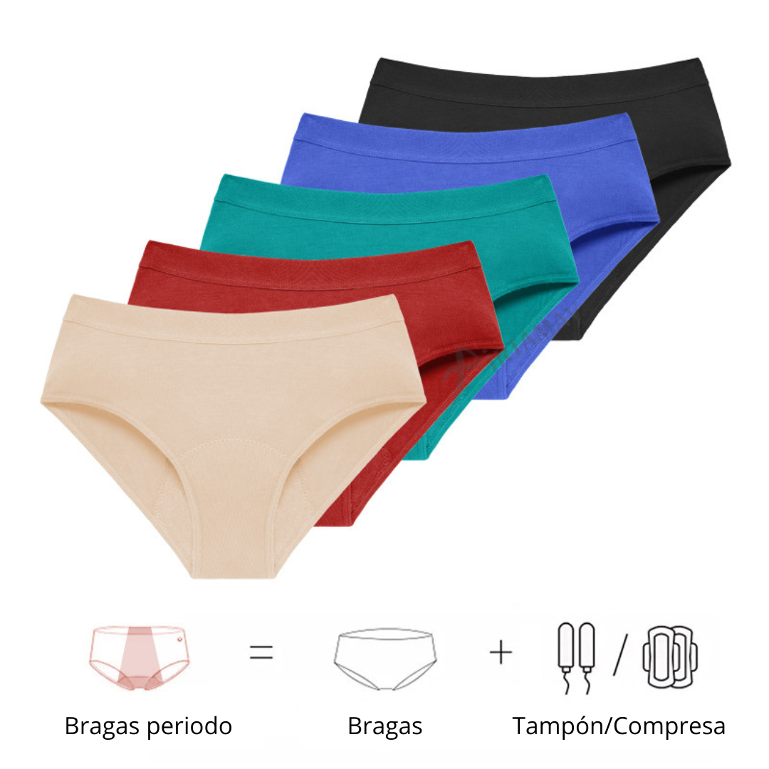 Pack de 3 braguitas menstruales | Sin costuras, transpirables y en tallas grandes