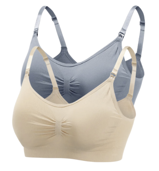2 PCS | Sujetador de lactancia sin aros – algodón elástico, alta calidad, transpirable y cómodo