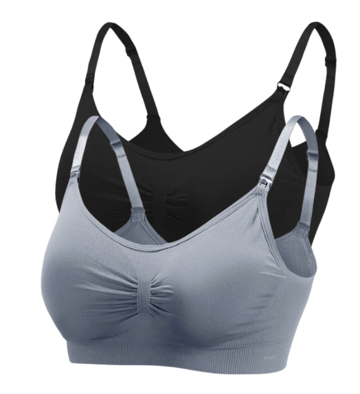 2 PCS | Sujetador de lactancia sin aros – algodón elástico, alta calidad, transpirable y cómodo