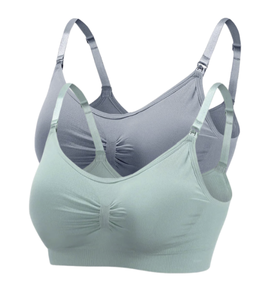 2 PCS | Sujetador de lactancia sin aros – algodón elástico, alta calidad, transpirable y cómodo