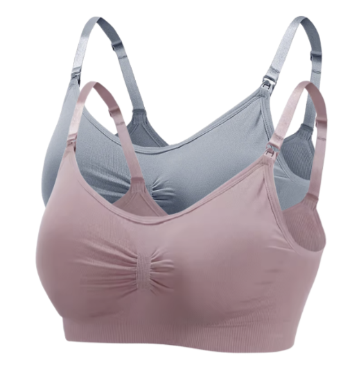 2 PCS | Sujetador de lactancia sin aros – algodón elástico, alta calidad, transpirable y cómodo