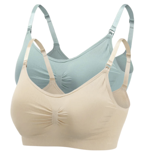 2 PCS | Sujetador de lactancia sin aros – algodón elástico, alta calidad, transpirable y cómodo