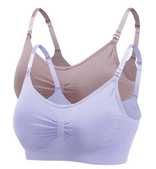 2 PCS | Sujetador de lactancia sin aros – algodón elástico, alta calidad, transpirable y cómodo