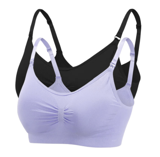 2 PCS | Sujetador de lactancia sin aros – algodón elástico, alta calidad, transpirable y cómodo