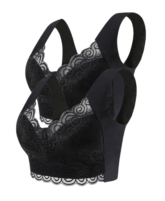 2PCS Sujetador tipo Top de Encaje | Sin Aros, Cómodo y de Gran Soporte