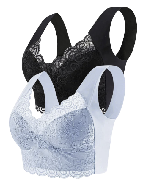 2PCS Sujetador tipo Top de Encaje | Sin Aros, Cómodo y de Gran Soporte