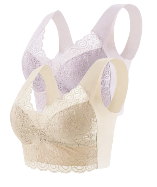 2PCS Sujetador tipo Top de Encaje | Sin Aros, Cómodo y de Gran Soporte