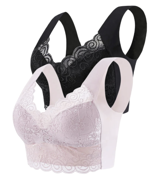 2PCS Sujetador tipo Top de Encaje | Sin Aros, Cómodo y de Gran Soporte