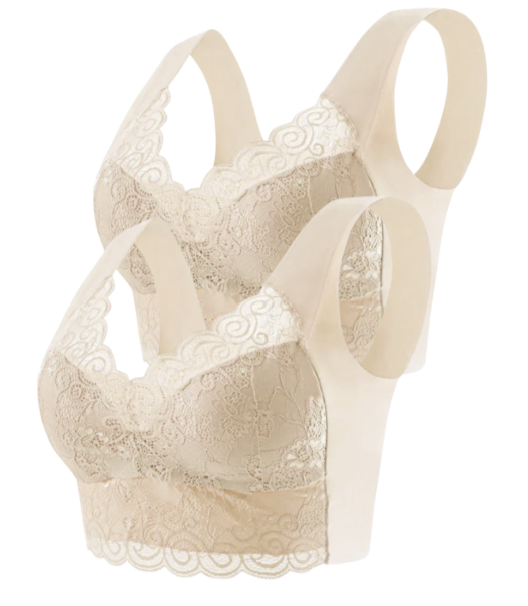 2PCS Sujetador tipo Top de Encaje | Sin Aros, Cómodo y de Gran Soporte