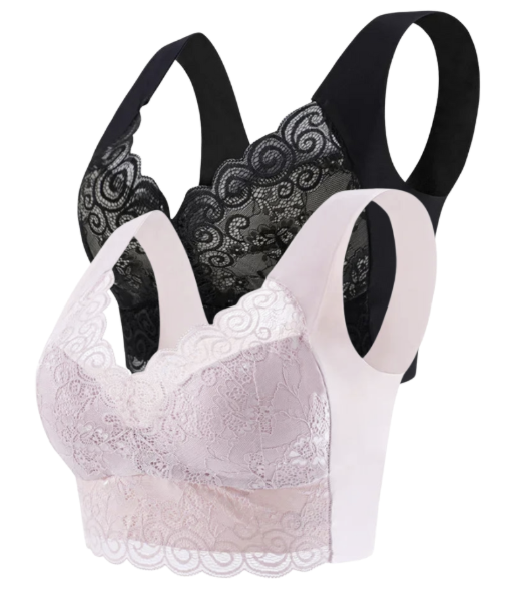 2PCS Sujetador tipo Top de Encaje | Sin Aros, Cómodo y de Gran Soporte