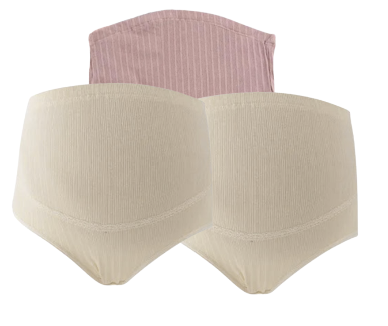 3 PCS | Braguitas Premamá de Algodón – Talle Alto con Soporte Ajustable para el Vientre