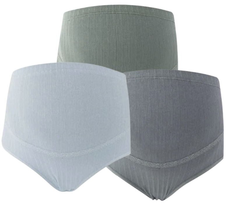 3 PCS | Braguitas Premamá de Algodón – Talle Alto con Soporte Ajustable para el Vientre