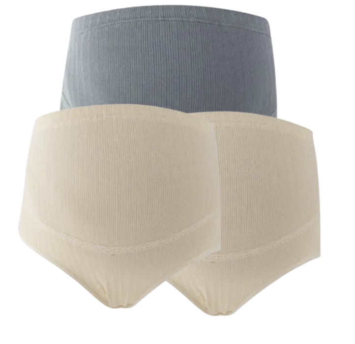 3 PCS | Braguitas Premamá de Algodón – Talle Alto con Soporte Ajustable para el Vientre