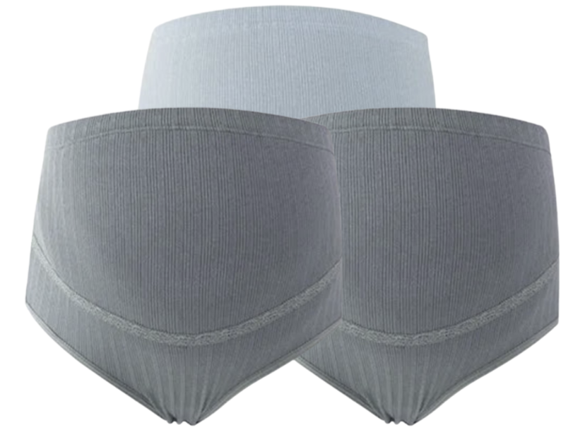 3 PCS | Braguitas Premamá de Algodón – Talle Alto con Soporte Ajustable para el Vientre