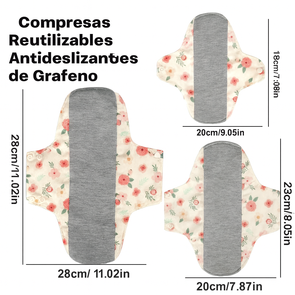 5 PCS | Compresas Reutilizables Antideslizantes con Forro + bolsa impermeable