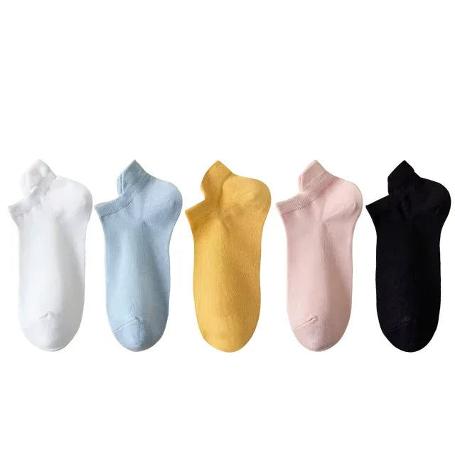 Pack de 5 pares de calcetines invisibles de algodón para mujer – frescos, cómodos y versátiles