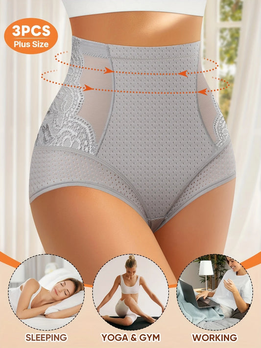3pcs Braguita tipo boyshort para mujer – tallas grandes (1XL a 5XL)