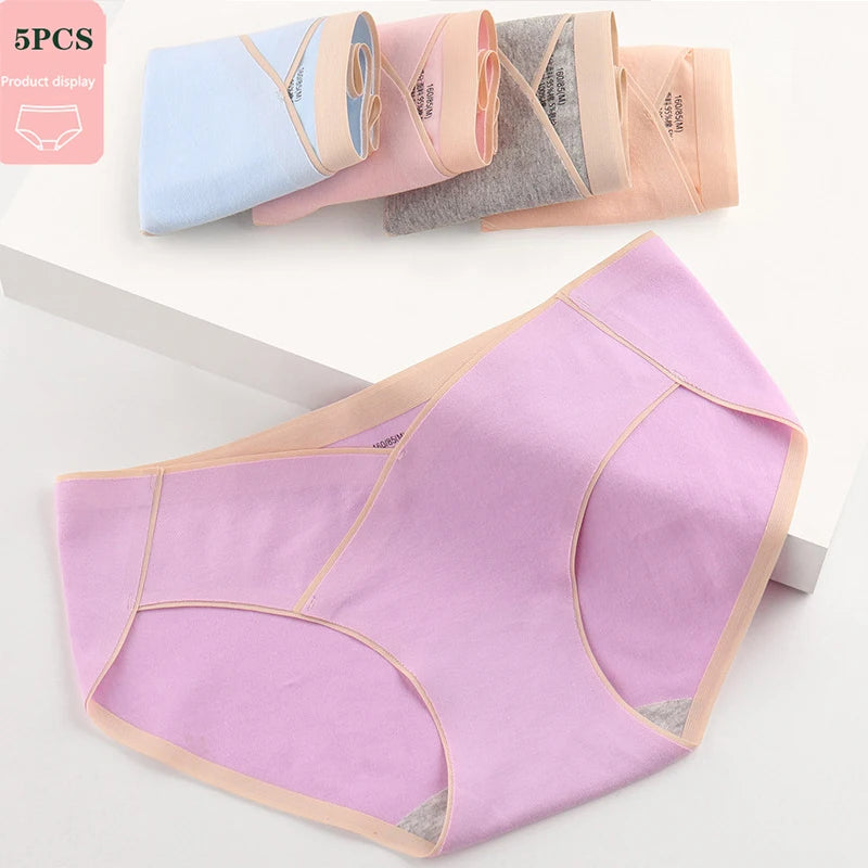 5 PCS | Braguitas Premamá de Algodón – Tiro Bajo, Sin Costuras, Transpirables y Suaves