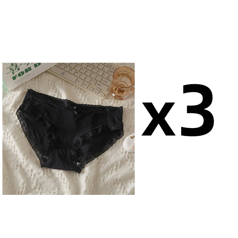 Pack 3 Braguitas Mujer con Encaje – Secado Rápido | Talle Bajo | Sin Costuras