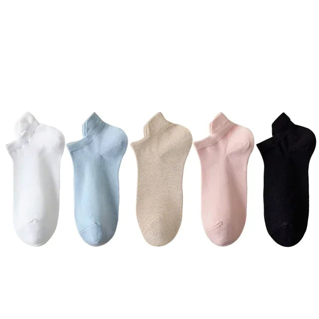 Pack de 5 pares de calcetines invisibles de algodón para mujer – frescos, cómodos y versátiles