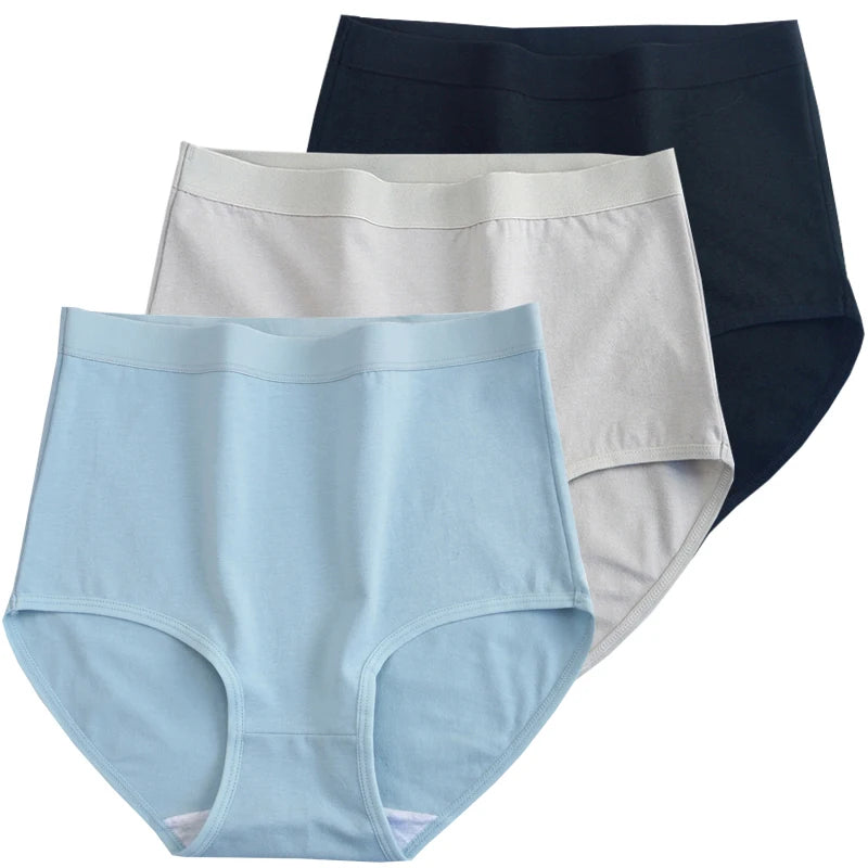 Pack 3 Bragas Algodón – Talle Alto | Tallas Grandes | Ropa Interior Femenina Cómoda y Transpirable