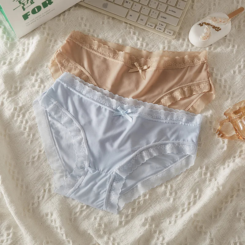 Pack 3 Braguitas Mujer con Encaje – Secado Rápido | Talle Bajo | Sin Costuras