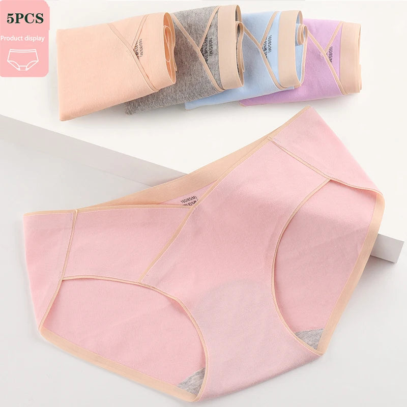 5 PCS | Braguitas Premamá de Algodón – Tiro Bajo, Sin Costuras, Transpirables y Suaves