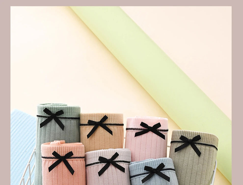 Pack de 7 Braguitas Mujer con Lazo – Talle Medio | Suaves, Transpirables y Cómodas