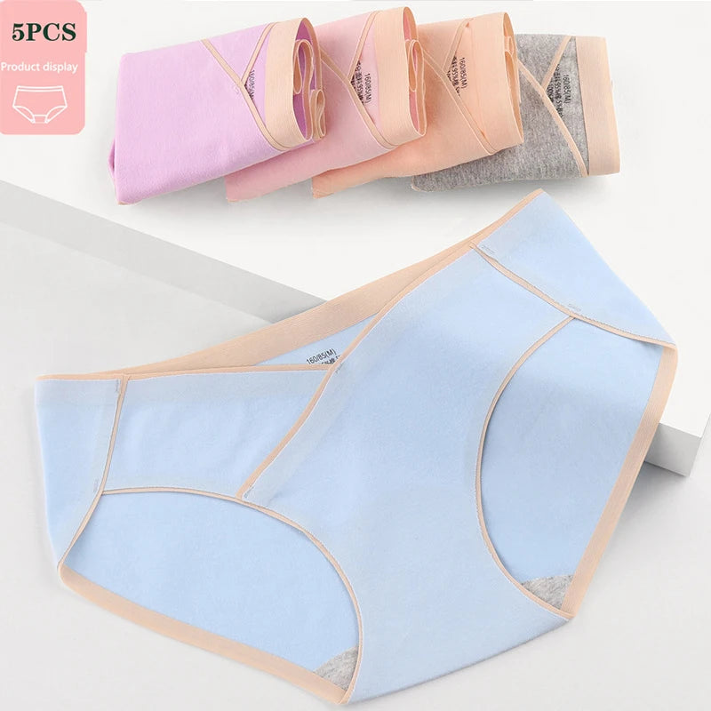 5 PCS | Braguitas Premamá de Algodón – Tiro Bajo, Sin Costuras, Transpirables y Suaves