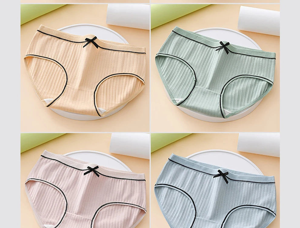 Pack de 7 Braguitas Mujer con Lazo – Talle Medio | Suaves, Transpirables y Cómodas
