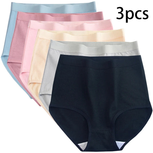 Pack 3 Bragas Algodón – Talle Alto | Tallas Grandes | Ropa Interior Femenina Cómoda y Transpirable