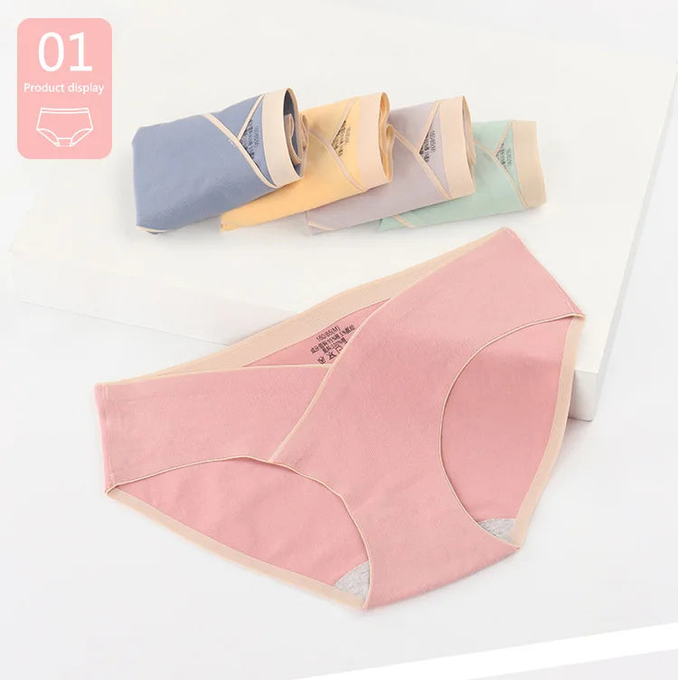 5 PCS | Braguitas Premamá de Algodón – Tiro Bajo, Sin Costuras, Transpirables y Suaves